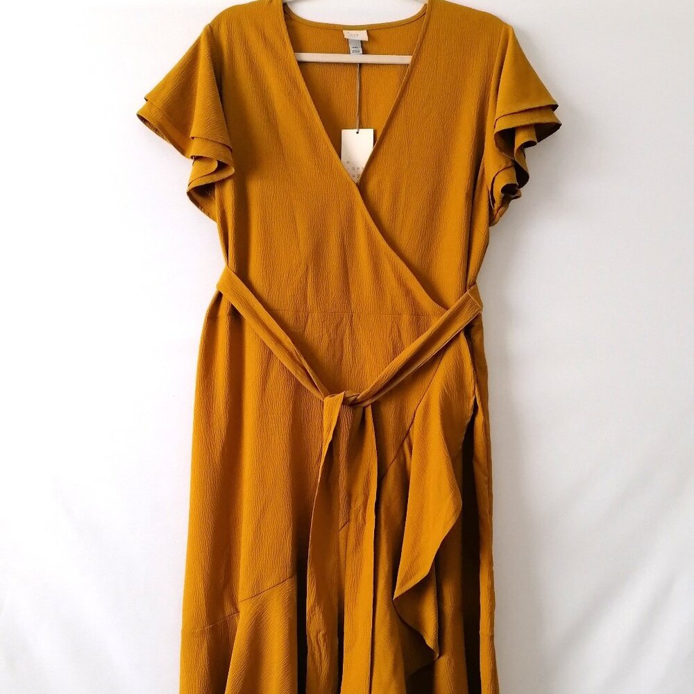 a new day Mustard Yellow High-Low Wrap Dress
